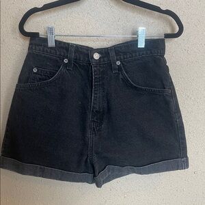 Levi's Black High-Rise Rolled Hem Denim Shorts